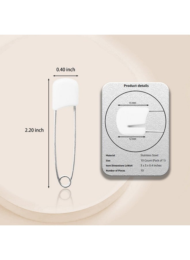 Lxnoap 10 Pcs Cloth Diaper Pins Stainless Steel Traditional Safety Pin (White) - Image 2