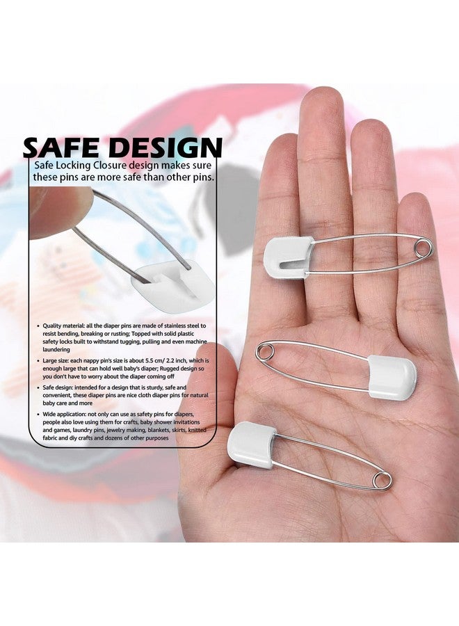 Lxnoap 10 Pcs Cloth Diaper Pins Stainless Steel Traditional Safety Pin (White) - Image 3