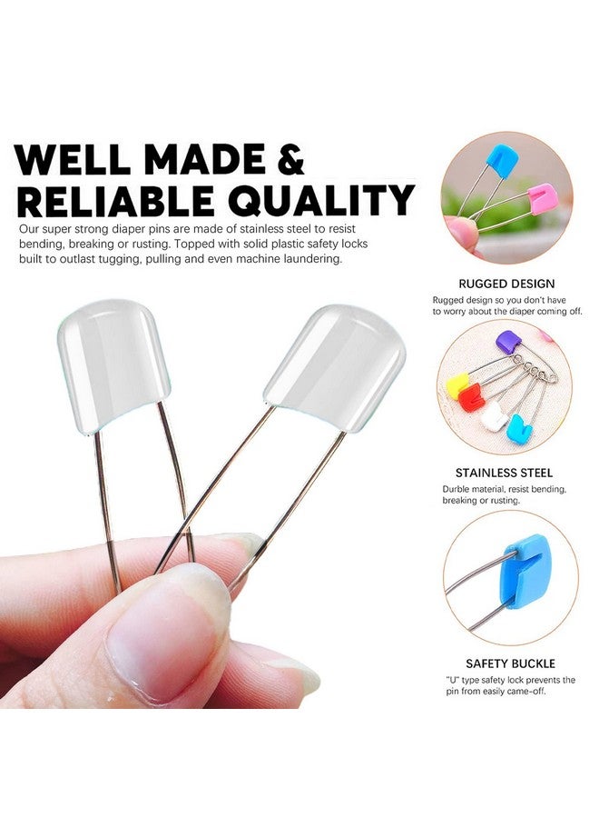 Lxnoap 10 Pcs Cloth Diaper Pins Stainless Steel Traditional Safety Pin (White) - Image 4