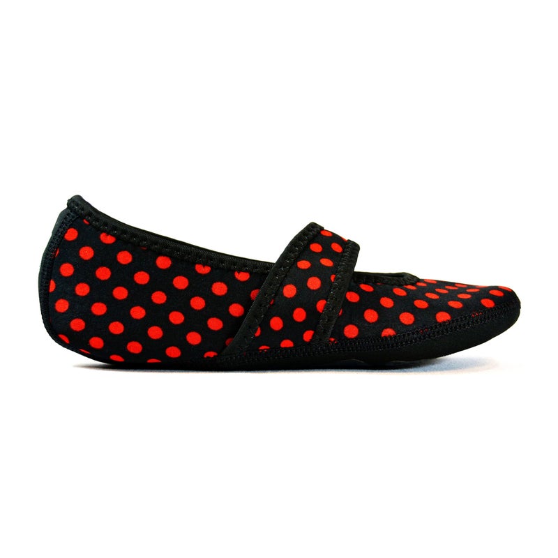 Nufoot Betsy Lou Women's Slippers, Foldable, Flexible Flats, Slipper Socks, Travel Slippers, Exercise Shoe, Dance Shoe, Yoga Socks, House Shoes, Indoor Shoes, Black with Red Polka Dots, Medium - Image 2