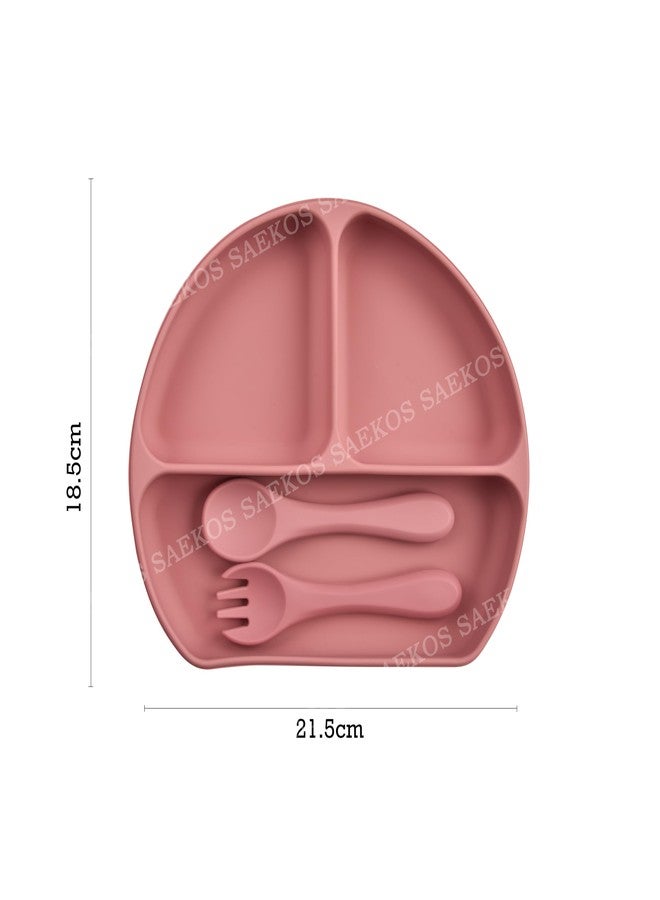 SAEKOS Silicone Baby Feeding Set with Suction Plate, Spoon & Fork | BPA Free, Food Grade, Microwave Safe | Toddler Self Feeding Tableware for Kids 6 Months+ - Image 4