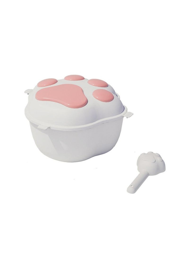 Pet Food Storage Container Moisture-proof Cat Dry Food Storage Bucket Plastic Storage Box for Pet Snacks white/pink - Image 1