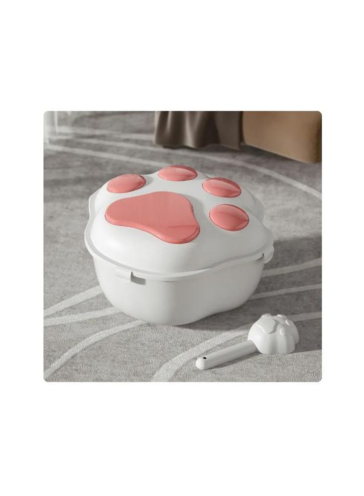 Pet Food Storage Container Moisture-proof Cat Dry Food Storage Bucket Plastic Storage Box for Pet Snacks white/pink - Image 4