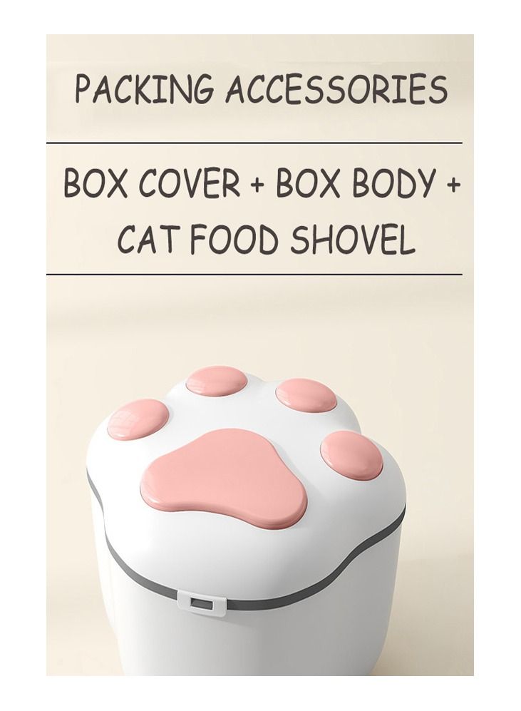 Pet Food Storage Container Moisture-proof Cat Dry Food Storage Bucket Plastic Storage Box for Pet Snacks white/pink - Image 3