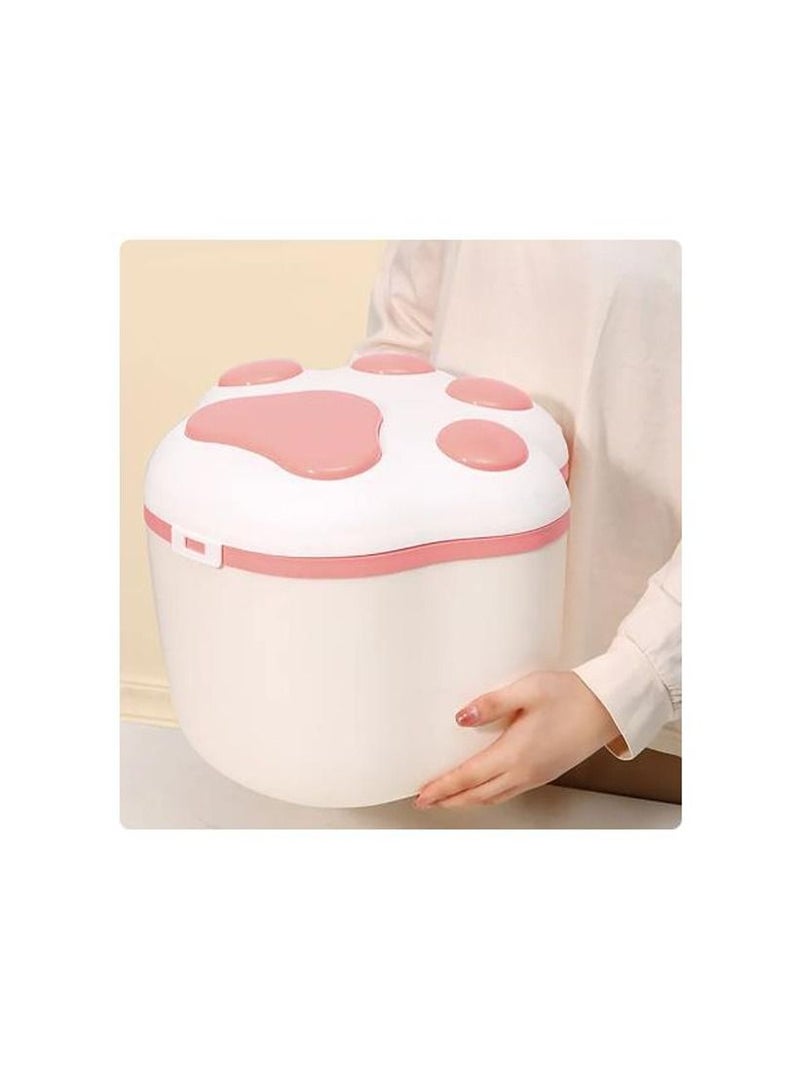 Pet Food Storage Container Moisture-proof Cat Dry Food Storage Bucket Plastic Storage Box for Pet Snacks white/pink - Image 2