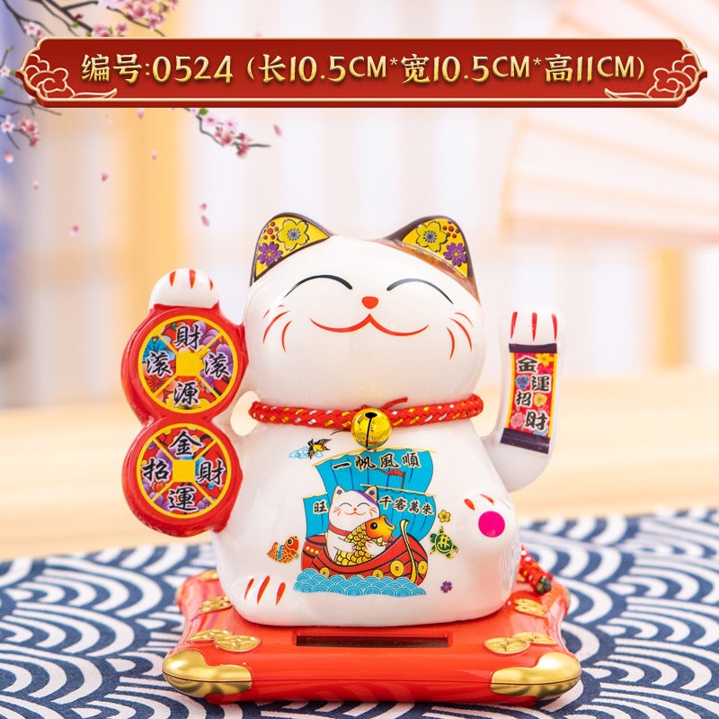 Guangdong Solar Fortune Cat Store Gifts Can Shake Hands Annual Meeting Gifts With Small Car Pendulum - Image 1