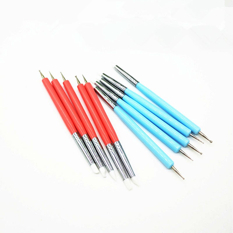 5pcs 2 Way Styluses Dotting Tool Silicone Color Shaper Pen for Polymer Clay Pottery Modeling Sculpture Nail Art ( ) - Image 1