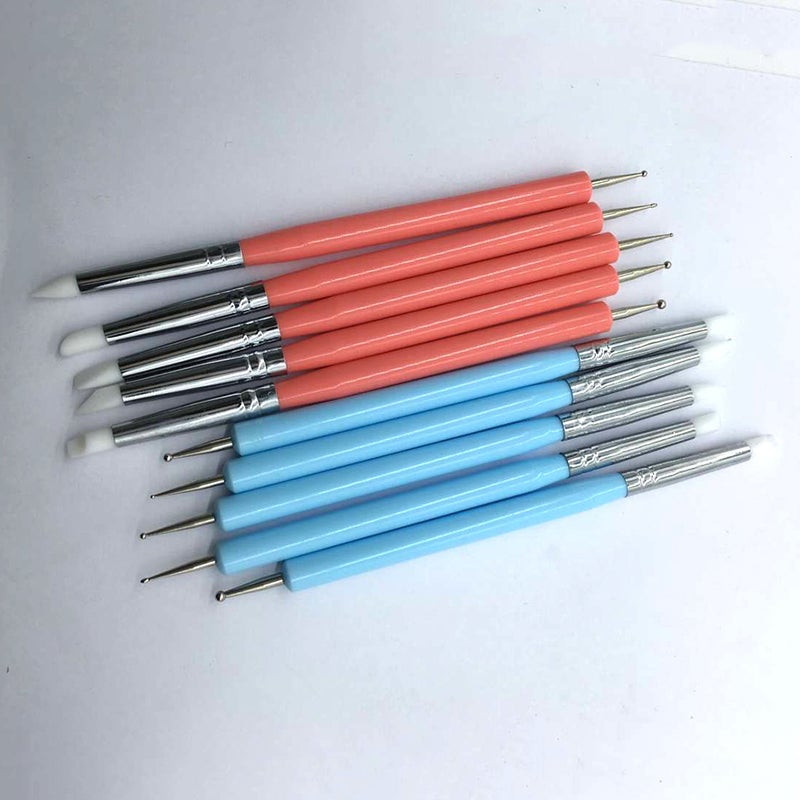 5pcs 2 Way Styluses Dotting Tool Silicone Color Shaper Pen for Polymer Clay Pottery Modeling Sculpture Nail Art ( ) - Image 3