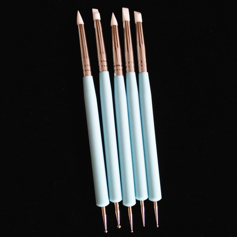 5pcs 2 Way Styluses Dotting Tool Silicone Color Shaper Pen for Polymer Clay Pottery Modeling Sculpture Nail Art ( ) - Image 4