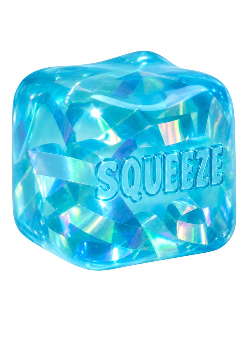 صن شاين تريد وورلد لعبة "Sunshine Glitter & Glow" المكعبة الزرقاء القابلة للضغط، تتميز بلمعان وشريط أزرق براق؛ وهي لعبة حسية مرنة لتخفيف التوتر ومناسبة للأطفال والكبار، وتُعد هدية ممتعة. - Image 3