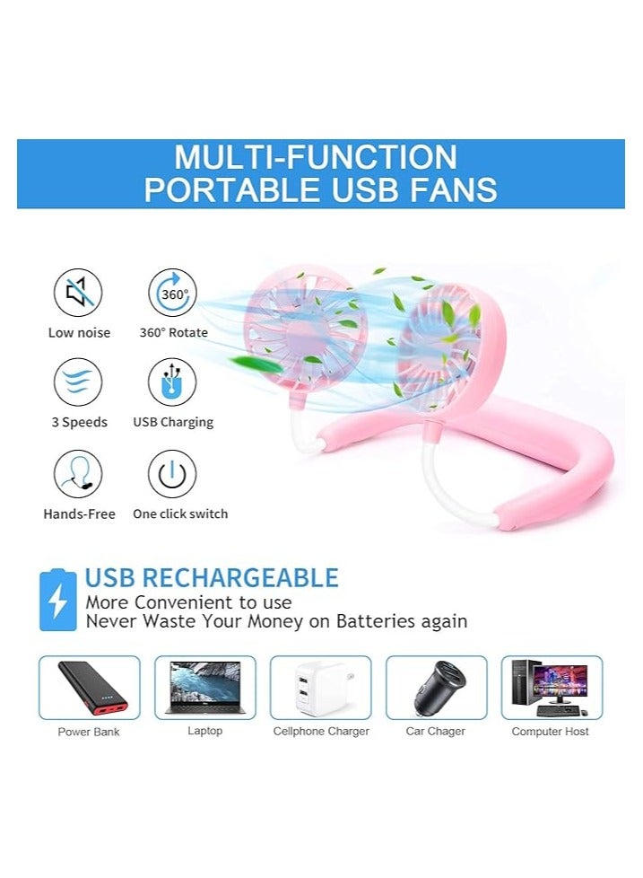 Denx Portable Neck Fans, Rechargeable Personal Face Head Fan, USB Wearable Neck Fan, 3 Adjustable Speeds Fan for Cooking, Cleaning, Hot Air, Travel, Office - Image 2