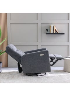 DANUBE HOME Desi 1 Seater Electric Fabric Recliner Chair with Swivel & Rocker – Comfortable Motorized Reclining Armchair for Living Room, Lounge, Home Theater Seating - Grey  - Image 2