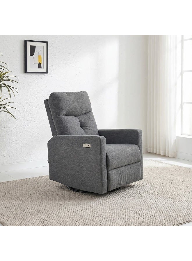 DANUBE HOME Desi 1 Seater Electric Fabric Recliner Chair with Swivel & Rocker â€“ Comfortable Motorized Reclining Armchair for Living Room, Lounge, Home Theater Seating - Grey - Image 1