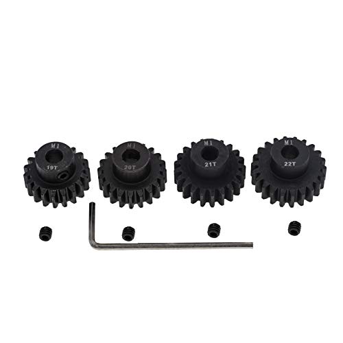 GTHELE 4pcs Mod 1 Pinion Gear 5mm Set Hardened 19T 20T 21T 22T M1 Pitch Gears RC Upgrade Part with Screwdriver - Image 2