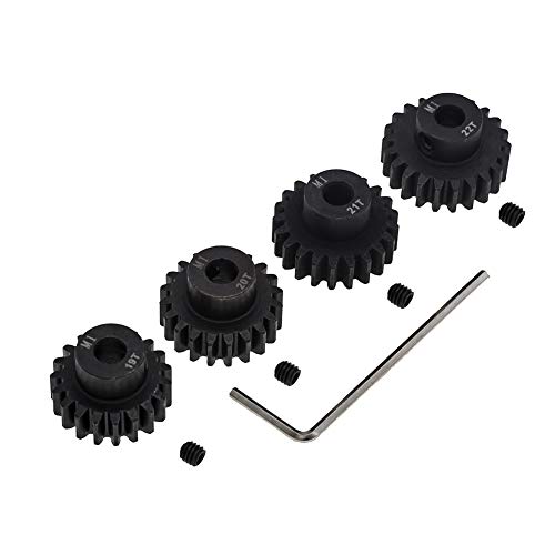 GTHELE 4pcs Mod 1 Pinion Gear 5mm Set Hardened 19T 20T 21T 22T M1 Pitch Gears RC Upgrade Part with Screwdriver - Image 1