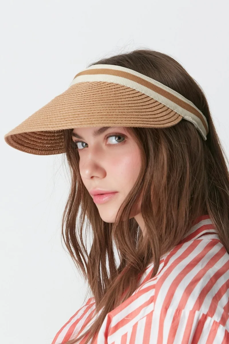 C&city Visor Straw Beach Hat Y8200 Camel