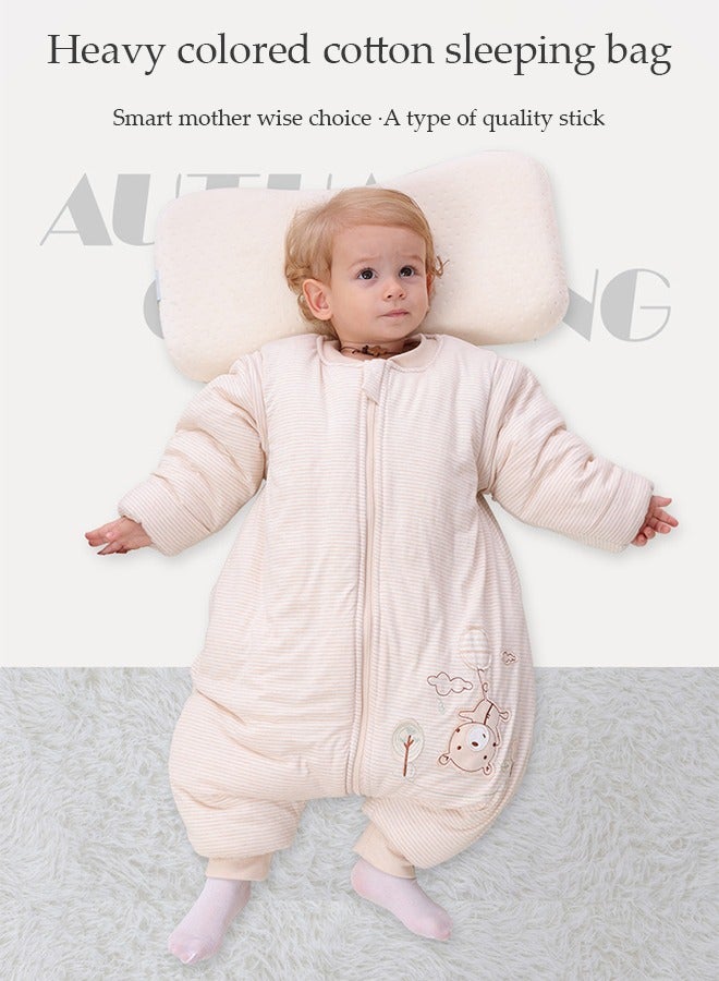 Loquat Sleep Sack with Feet, Wearable Blanket for Toddler, All Season Boy or Girl Sleeping Bag for Walkers, Long Sleeve Infants Jumpsuits New Born Clothes, M, Beige  - Image 4