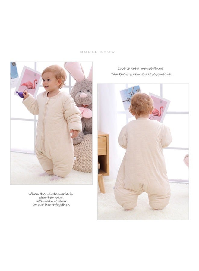 Loquat Sleep Sack with Feet, Wearable Blanket for Toddler, All Season Boy or Girl Sleeping Bag for Walkers, Long Sleeve Infants Jumpsuits New Born Clothes, M, Beige  - Image 3