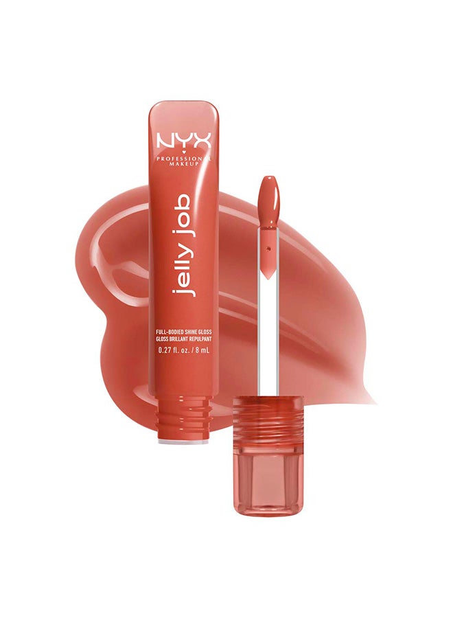 NYX PROFESSIONAL MAKEUP Jelly Job, Full-Bodied Shine Gloss, Lip-Smoothing Shine, Hyper-Glossy Finish, Toast N' Jelly - Image 1