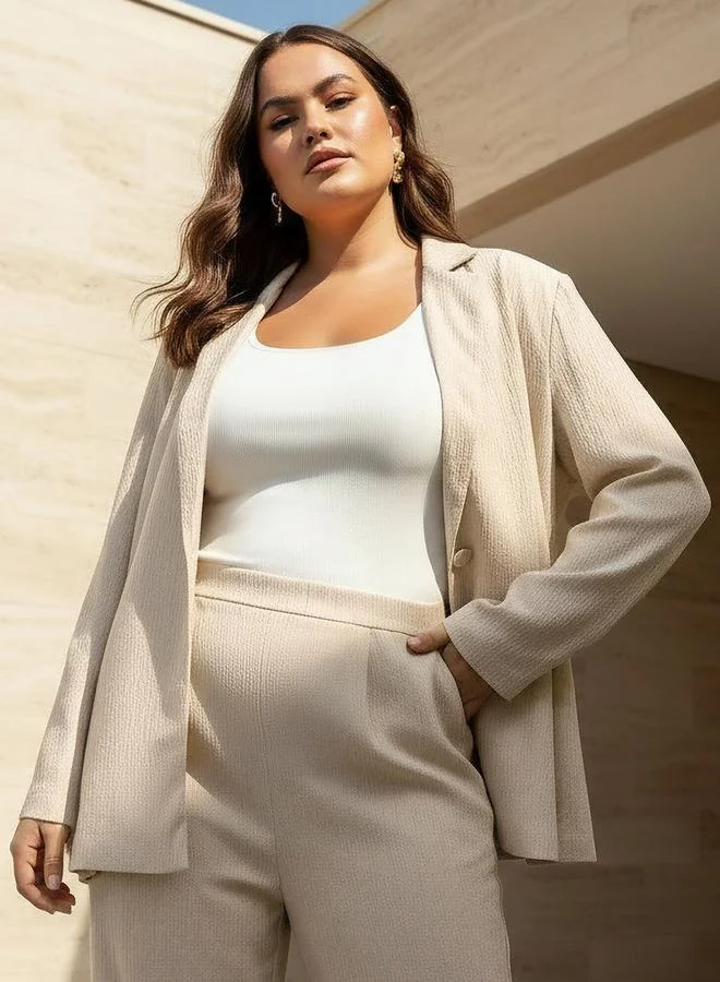 Ulla Popken Ulla Popken Relaxed Fit Blazer with Textured Design