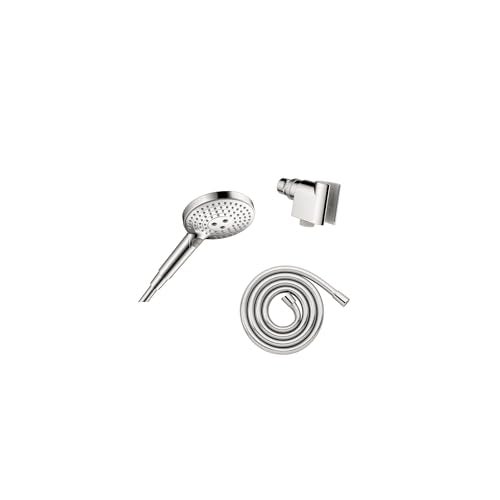 hansgrohe Raindance Select S Adjustable 5-inch Handheld Shower Head Set Modern 3 Spray PowderRain, Full and Massage Easy Install with Hose in Chrome, 2.5 GPM, 04913000 - Image 1