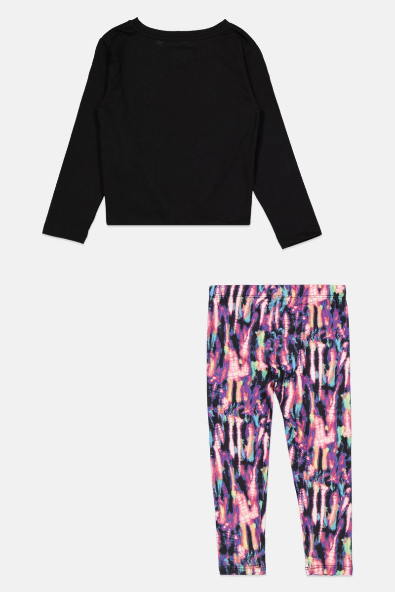 Hurley Kids Girl 2 Pcs Set Brand Logo Pullover And Sweatpants, Candy Apple  - Image 2