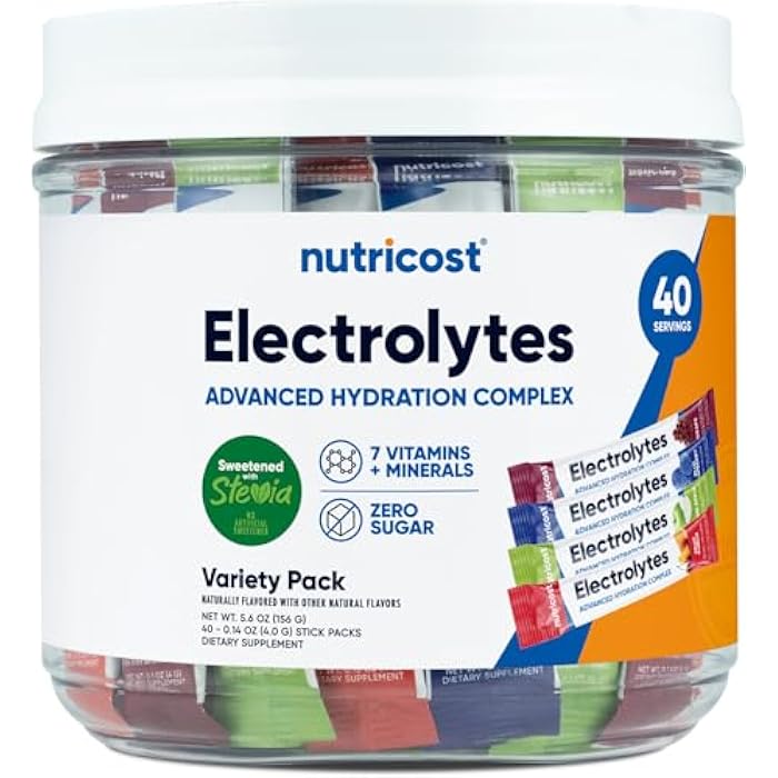 Nutricost Electrolytes Complex, Variety Pack Flavored, 40 Stickpacks - Advanced Hydration Complex - Image 1