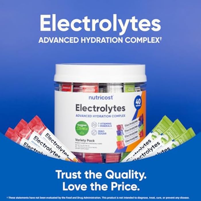 Nutricost Electrolytes Complex, Variety Pack Flavored, 40 Stickpacks - Advanced Hydration Complex - Image 5