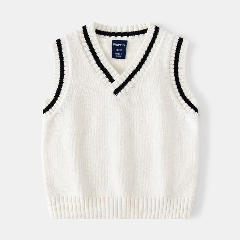 Boys' Sweater Baby Chicken Collar Vest 2023 New Baby College Style Fashion Bottoming Shirt Top Fashion - Image 5