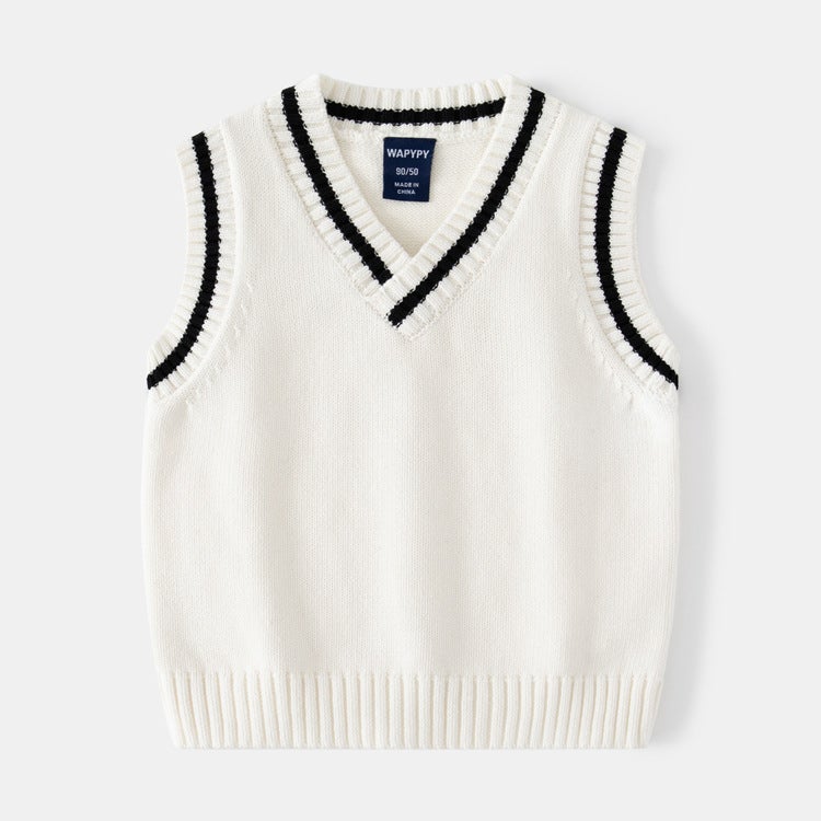 Boys' Sweater Baby Chicken Collar Vest 2023 New Baby College Style Fashion Bottoming Shirt Top Fashion - Image 1