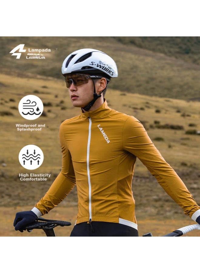 Lampada Lanpada Cycling Jacket, Lightweight, Windproof, Water-Resistant, Breathable, For Men, Road Bike, Cold-Proof, Oak Yellow, Size L - Image 1