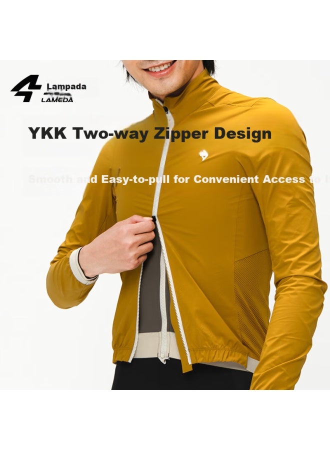Lampada Lanpada Cycling Jacket, Lightweight, Windproof, Water-Resistant, Breathable, For Men, Road Bike, Cold-Proof, Oak Yellow, Size L - Image 3