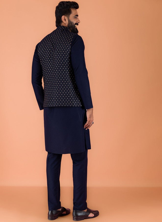 KISAH كيساه كورتا مستقيم بياقة ماندارين مع بنطال وسترة نهرو - Image 5