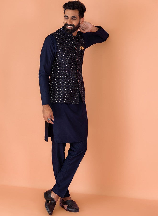 KISAH كيساه كورتا مستقيم بياقة ماندارين مع بنطال وسترة نهرو - Image 2