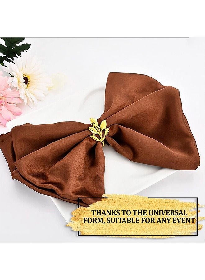 DAX STAR 12Pcs Gold Napkin Rings Set - Leaf Napkin Rings for Wedding Decorations Napkins Rings Fiesta Dinner Napkins Gold Fall Napkin Rings - Metal Napkin Holders for Cloth Napkins Autumn Napkin Rings - Image 5