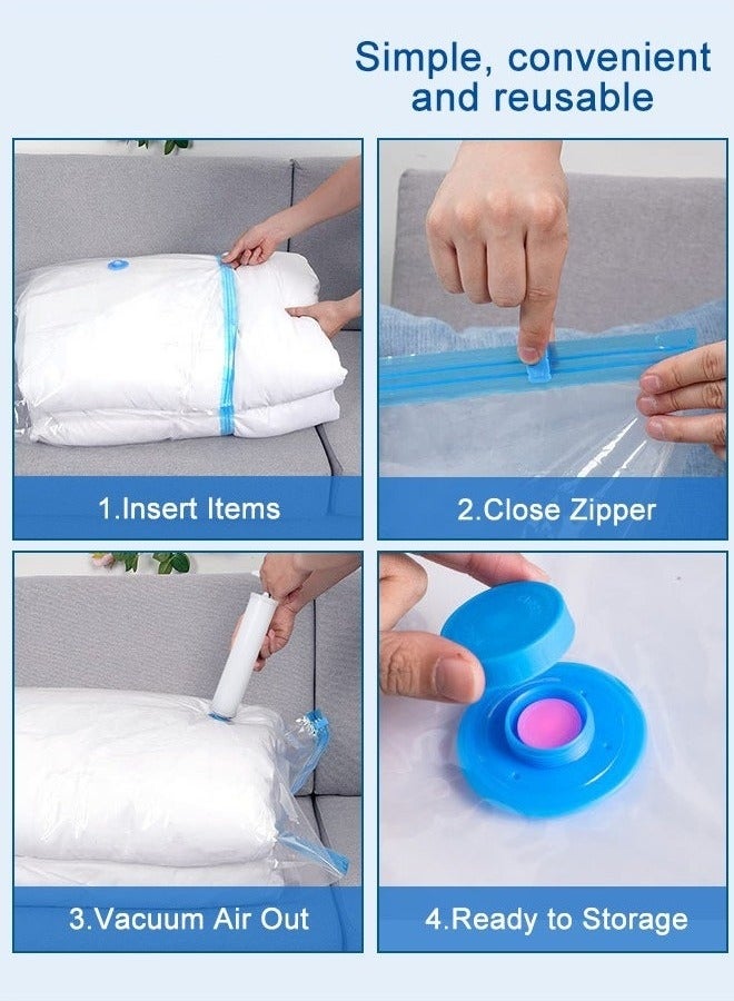 MIXDE 13 Pack Vacuum Storage Bags Space Saver Bags Includ 2 Large/5 Medium/5 Small/1 Hand Pump Compression for Comforters and Blankets Sealer Clothes Storage Hand Pump Included - Image 4