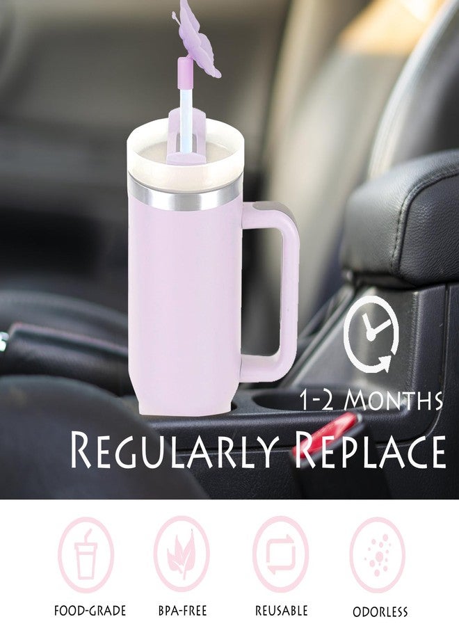 HIUSITY 3D Stereo Butterfly Straw Covers Cap Topper for Stanley Cup,Silicone Straws Toppers for Tumbler with Handle 40oz,Cute 10mm/0.4in Dust-Proof Reusable Lids for Stanleys Cups Accessories - Image 3