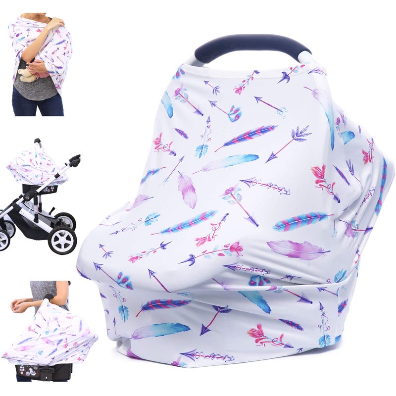 Hicoco Car Seat Covers for Babies - Carseat Canopy, Multi-use Breastfeeding Covers, Girls and Boys Baby Shower Gifts - Image 1