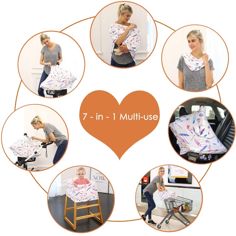 Hicoco Car Seat Covers for Babies - Carseat Canopy, Multi-use Breastfeeding Covers, Girls and Boys Baby Shower Gifts - Image 4