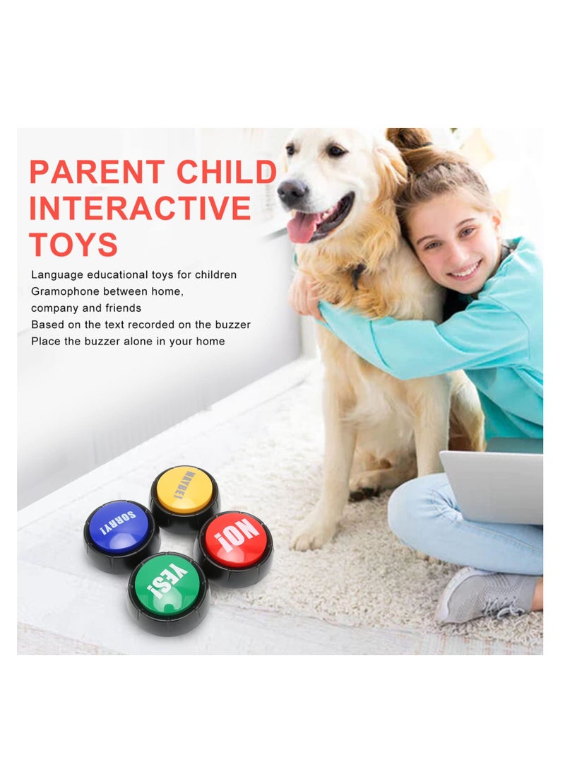 KASTWAVE - 4Pcs Dog Communication Buttons, Pet Training Buzzer, with Yes/No/Sorry/Maybe 4 Sound Effects, Cats Talking Buttons, Interactive Toys, Language Educational - Image 1