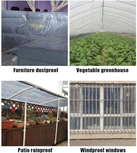 YLBFJXK Clear Tarps Heavy Duty Waterproof Outdoor Transparent Cover for Greenhouse Garden Patio Chicken Coop Plant,10x12 - Image 4