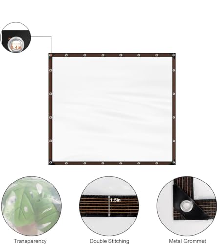 YLBFJXK Clear Tarps Heavy Duty Waterproof Outdoor Transparent Cover for Greenhouse Garden Patio Chicken Coop Plant,10x12 - Image 3