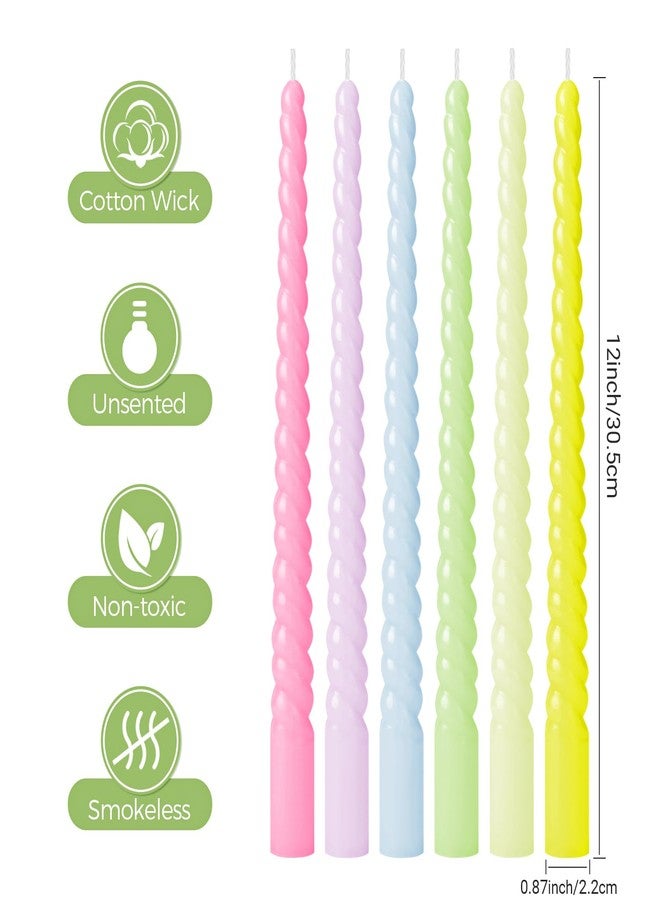EDCYF 12 inch Colored Tall Taper Candles Sticks 6PCS Unscented Smokeless Long Tall Spiral Candle for Christmas Wedding Party Home Decor Dinner - Image 3