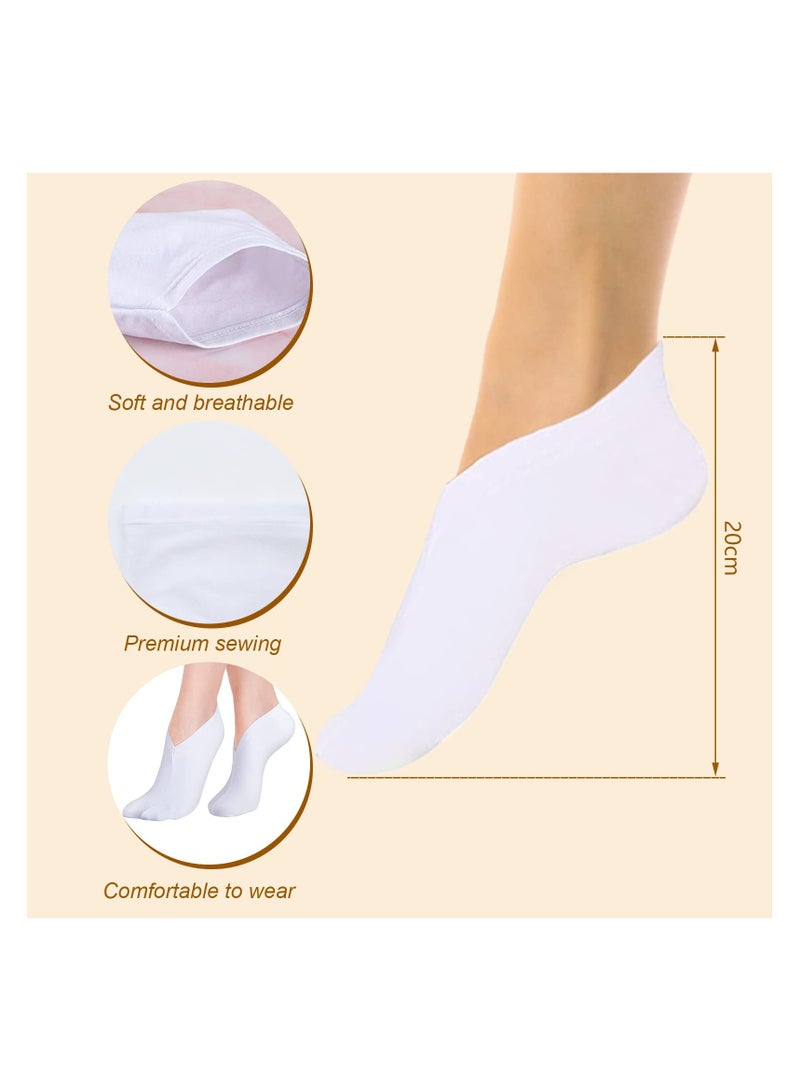 KHAJUL 4 Pairs Moisturizing Socks Overnight, Spa Socks for Dry Fee, Cotton Moisture Enhancing Socks, Thin Foot Spa Socks for Dry Cracked Feet (White)  - Image 2
