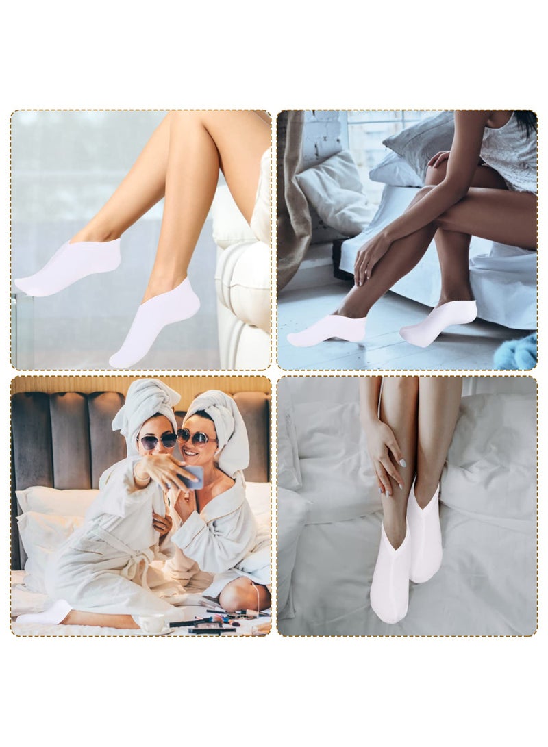 KHAJUL 4 Pairs Moisturizing Socks Overnight, Spa Socks for Dry Fee, Cotton Moisture Enhancing Socks, Thin Foot Spa Socks for Dry Cracked Feet (White)  - Image 4