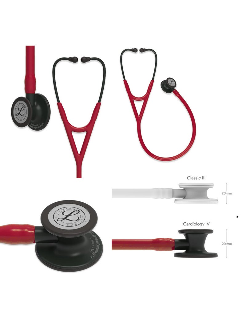 ثري أم ليتمان سماعة طبية من نوع 3M Littmann، مخصصة لأمراض القلب من النوع الرابع، أنبوب أحمر بطول 27 بوصة، رأس سماعة أسود، 6169 - Image 2