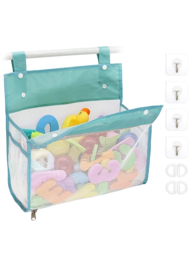 2 Pack Bath Toy Organizer for Kids, Large Mesh Bathtub Toy Storage Bag with 4 Strong Hooks and Hanging Rings, Bathroom Organizer Basket for Toys and Accessories, Practical Gift for Family - Image 3