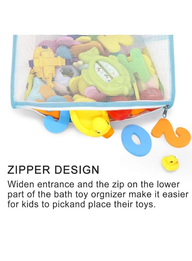 2 Pack Bath Toy Organizer for Kids, Large Mesh Bathtub Toy Storage Bag with 4 Strong Hooks and Hanging Rings, Bathroom Organizer Basket for Toys and Accessories, Practical Gift for Family - Image 2