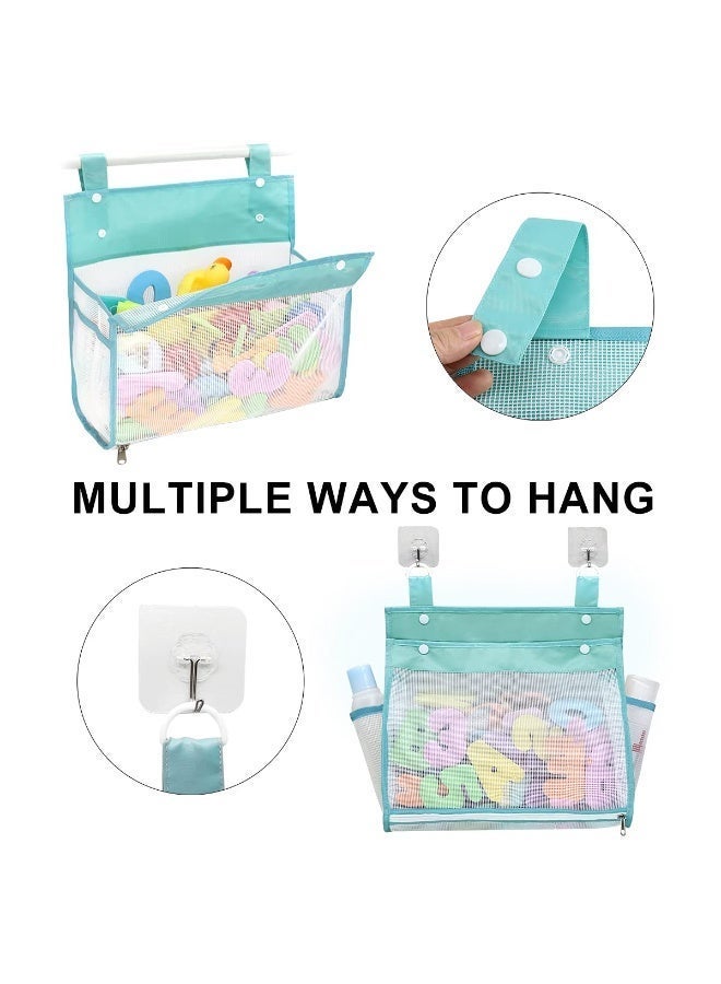 2 Pack Bath Toy Organizer for Kids, Large Mesh Bathtub Toy Storage Bag with 4 Strong Hooks and Hanging Rings, Bathroom Organizer Basket for Toys and Accessories, Practical Gift for Family - Image 4