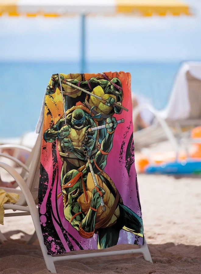 LOGOVISION Teenage Mutant Ninja Turtles TMNT Gradient Group Splash Beach Towel, 30"x60" - Image 2